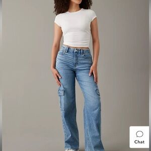AE Curvy Super High-Waisted Baggy Wide-Leg Cargo Jean